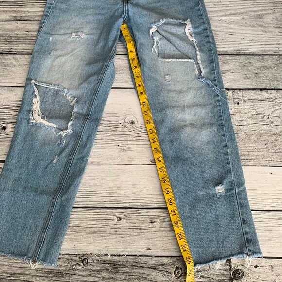 BDG Urban Outfitters Distressed Light Wash Denim High Rise Straight Leg Jeans - Picture 16 of 16
